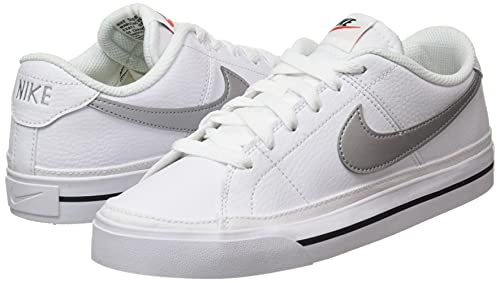 NIKE WMNS Court Legacy Gymnastics Tênis feminino, Branco, metálico, prata, preto, 6.5