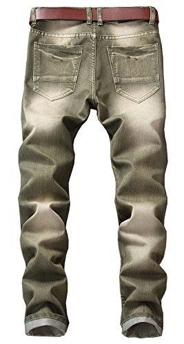 YTD Mens Distressed Ripped Biker Slim Jeans Stretched Moto Denim Pants2