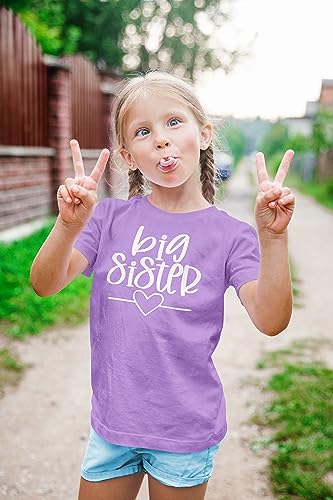 Olive Loves Apple Big Sister Heart Sibling Reveal T-Shirt for Baby and Toddler Girls Sibling Outfits3