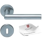 Türgriffe von Beschläge Hamburg: Türbeschlag Amsterdam scoop SBL 1106 — Türklinken mit Buntbart Rosetten für Zimmertüren — Drückergarnitur / Türdrücker für Innentüren, rund, Edelstahl matt