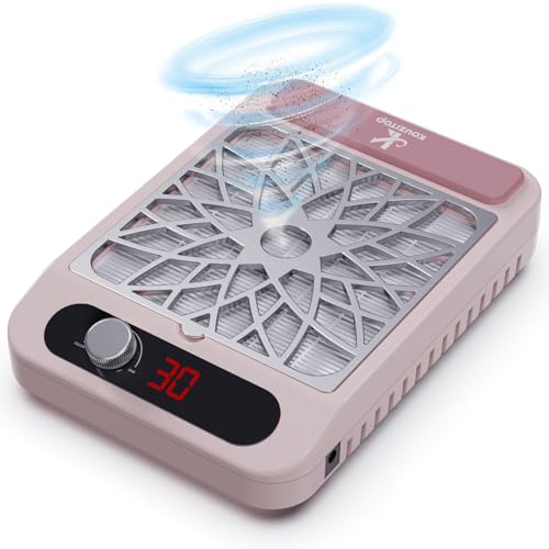 Kouzitop Nail Dust Collector for Nail Techs, Compact & Quiet Nail Vacuum dust Collector with Reusable Filter, Powerful Nail Fan Nail Tech Must Haves for Gel Polish, Pedicures, Salon & Home Use