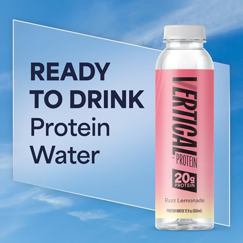 Image of Vertical Protein New Formula Razz Lemonade Ready to Drink w / 20g of Whey Isolate, Clear Post Workout Recovery Drinks, No Artificial Sweeteners, Low Calorie, Pack of 12 Protein Water Drinks