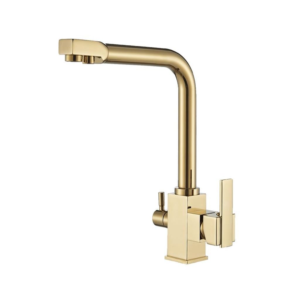 Robinet d'eau filtrée doré cuisine double sortie eau purifiée mitigeur chaud froid évier légumes