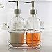 Circleware 32467 Duo Dispenser Bottle Pumps in Metal Caddy with Brushed Nickel Finish, Set of 2 Bathroom Accessories Home Decor for Essential Oils, Lotions, Liquid Soaps 16 oz Clear