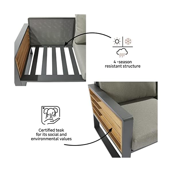 IONIS Gartenlounge Set Aluminium & Teak Anthrazit