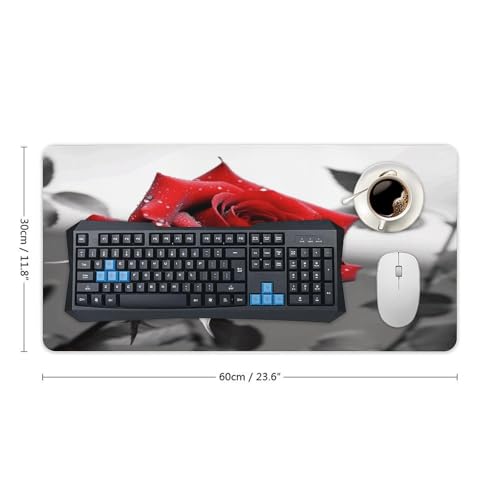 Black and White Red Rose Desk Pad con base de goma miniatura 2