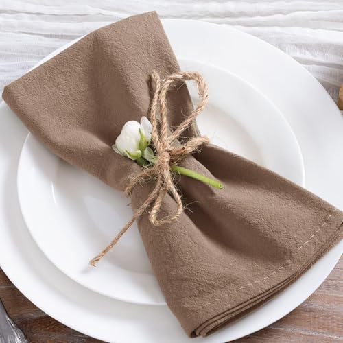 Image of MLMC 4 Pack Nude Cloth Napkins Rustic Washable Cotton Linen Napkins Set of 4 17 inchx17 inch Reusable Brown Dinner Napkins Cloth for Wedding Party Reception Gathering Table Decorations