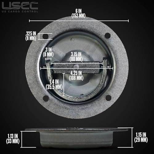 US Cargo Control Recessed D-Ring Rotating Pan Fittings (20-Pack), 6,000 LBS Break Strength, Swivels 360 Degrees, Zinc-Plated 6-Inch Recessed Tie Down Anchors for Trailers and Flatbeds by US Cargo Control - Image 2