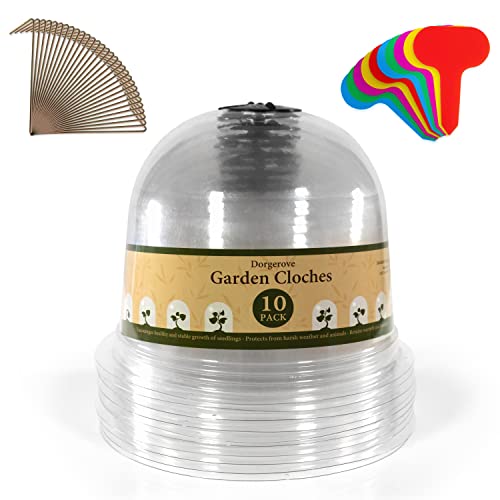 Dorgerove Garden Cloches 10 Pack - 26 x 21cm Clear Transparent Plastic Humidity Dome Covers for...