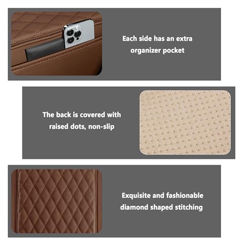 Image of Stacool Upgraded Car Center Console Cover,Microfiber Leather Car Armrest Cover Cushion with 2 Storage Bags,Universal Car Armrest Storage Box (Brown)