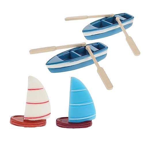 HAWILLOSCH 1 セット マイクロランドスケープボート 水族館の装飾 船 ボートボート ミニボートの装飾 海辺の装飾品 ガーデンアクセサリー 作る 風景 ミニチュア手漕ぎボート 家の装飾 木