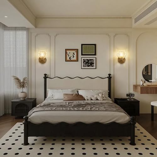 Image of Vintage Wall Sconces Set of 2 Antique Wall Light Gold Glass Wall Lamp Sconces Hardwired Indoor Wall Light Fixtures for Bedroom Living Room Bedside G9*2(Bulb Includ)