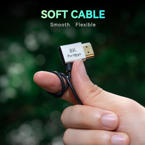 Image of Portkeys 8K Ultra Thin HDMI Cable 2.5mm Diameter, A Slim Soft Cable 48Gbps Ultra High Speed HDMI 2.1 Cord 8K@60Hz, 4K@120Hz for Monitor, PS5, Xbox, PC, HDTV (A to D, 30cm)