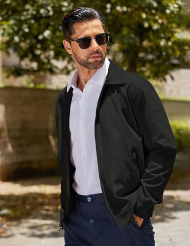 COOFANDY Men's Lightweight Zip Up Jacket Eisenhower Work Office Jackets Casual Golf Outwear3