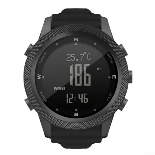 Reloj inteligente para hombre, reloj digital con podómetro COMPASS, termómetro, impermeable, reloj deportivo al aire libre para entusiastas del senderismo y el fitness (nailon negro Ap46)
