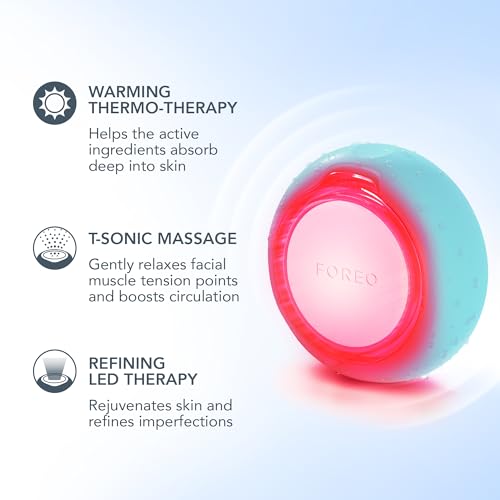 FOREO UFO 3 mini maseczka do twarzy 4 w 1 – krem nawilżający – przeciwstarzeniowy – terapia LED o pełnym spektrum – terapia światłem czerwonym – terapia termoterapia – masaż twarzy T-Sonic – Arctic