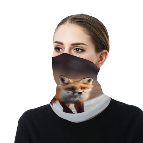 Gorro de cuello para hombre y mujer con diseño de zorro adorable, balaclava impermeable, mascarilla facial transpirable, pañuelo protector solar, cubreboca, pañuelo para la cabeza para esquiar, caminar, ciclismo miniatura 7