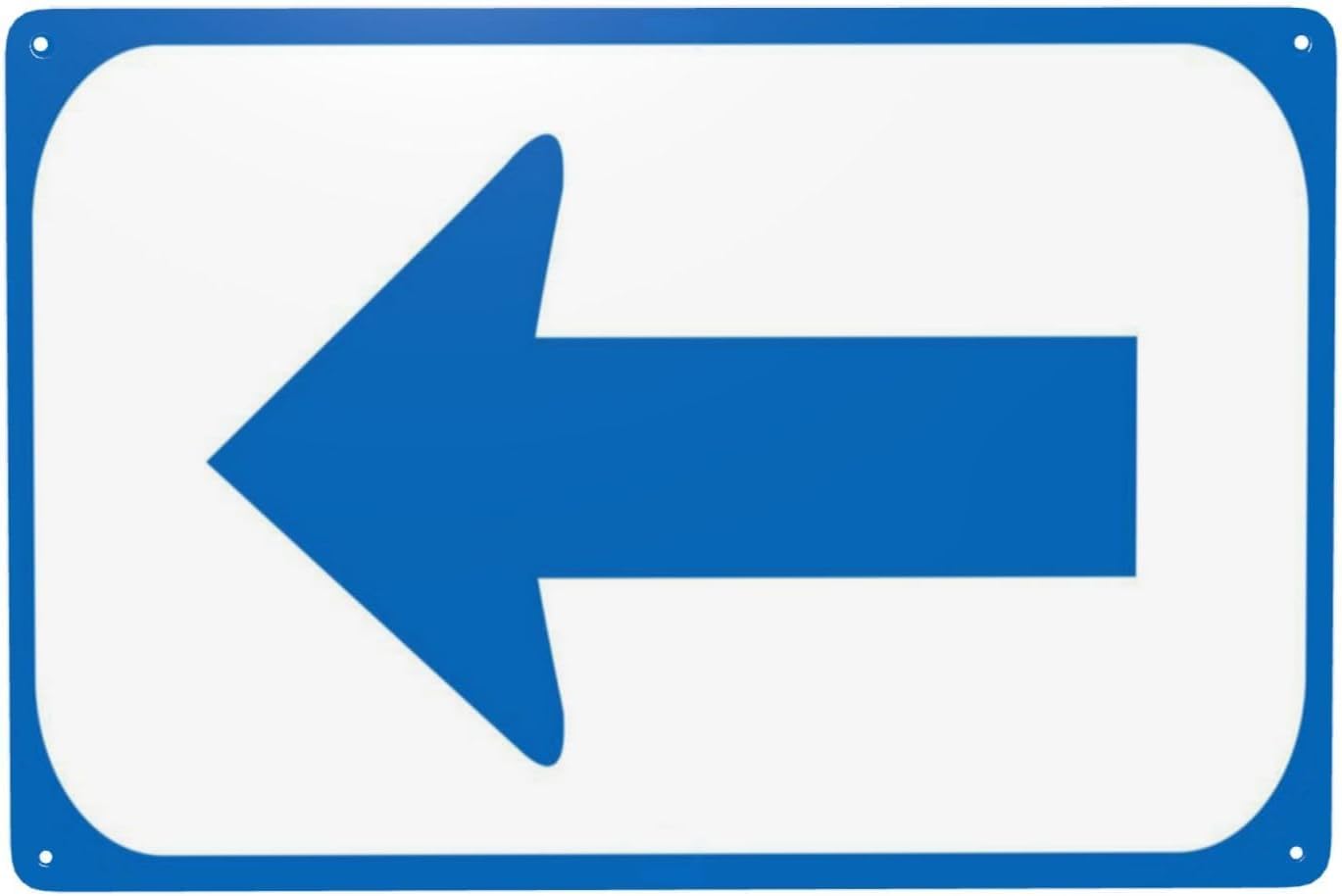 Left Side Blue Arrow Rust Free Aluminum Sign - Security Warning Decor with Pre-Drilled Holes for Street Business, Warehouse - 12x16 Inch​