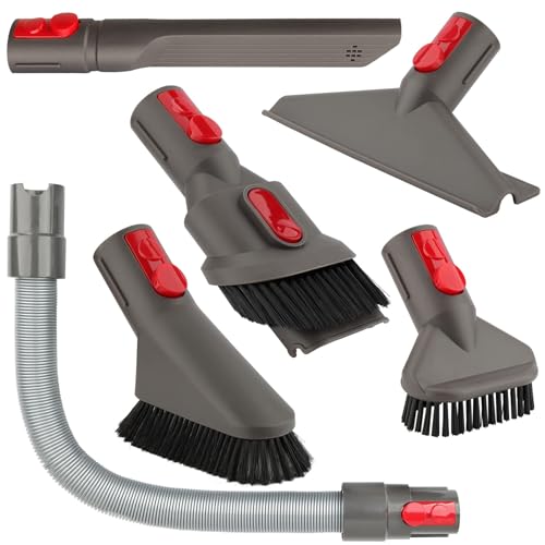 6-Piece Attachment Kit Compatible with Dy'son V7 V8 V10 V11 V12 V15 Cordless Vacuums – Replacement Cleaning Tools for Car, Sofa, Curtains & Hard-to-Reach Areas