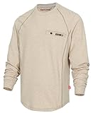 BOCOMAL FR Shirts for Men Melt Pocket Lightweight Crew T-Shirt NFPA2112/CAT2 Fire Resistant Work Shirt Heather Khaki