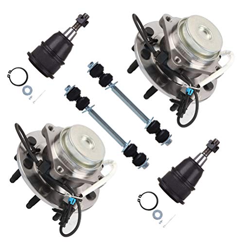 6-PC SET Suspension Kit fit for Chevy Express 2500 Express 3500 Express 4500 for GMC Savana 2500 Savana 3500 Savana 4500 Front Upper Ball Joint Sway Bar Link Wheel Hub