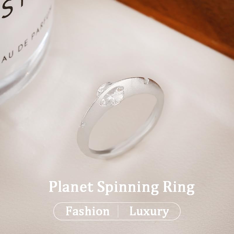 Planet Spinning Ring S925 Sterling Silver Fashion Planet Spinning Ring for Women Anxiety Relief Spinning Rotate Ring Jewelry Gifts for Women Shining Cubic Zirconia Ring2