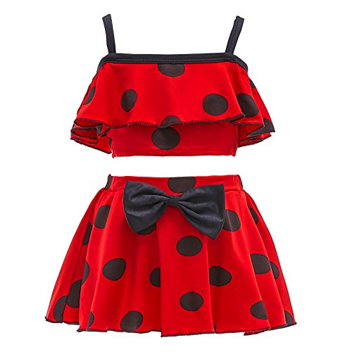 Dressy Daisy Girls Ladybug Red & Black Polka Dots Swimming Bathing Suit 2 Piece Tankini Swimsuit Swimwear Size 5 056