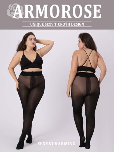 Plus Size Ultra Strong Tights for Women, 40D T-Croth Semi-Sheer Pantyhose Rip-Resist High Waist Stockings4