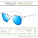 Joopin Clear Half Sunglasses Mirrored Blue Sun Glasses Polarized UV Protection Browline Shades for Women Men Sunnies