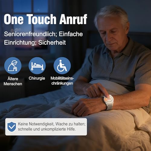ChunHee Notrufknopf für Senioren Hausnotruf Intern Senioren Notruf Armband Empfänger Wiederaufladbar SOS Alarm für Geduldig Älterer Mann