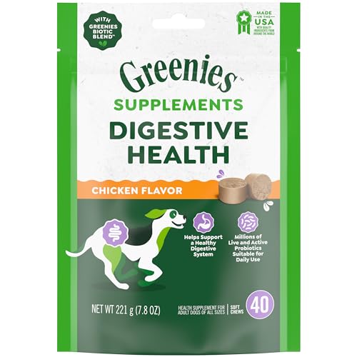 Greenies-Supplements-Digestive-Health-Probiotics-for-Dogs-Chicken-Flavor-78-oz-Pouch-of-40-ct-Soft-Chews-Dog-Probiotics Greenies Supplements Digestive Health Probiotics for Dogs Chicken Flavor 78 oz Pouch of 40 ct Soft Chews Dog Probiotics