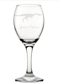 Personalised Compsognathus Engraved Wine Glass, Custom Dinosaur Gift, Gift for Women, Gift for men