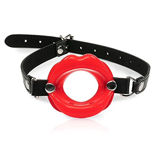 Sandritas Bâillon de bouche - Deep Throat Aide pour bondage & Soft SM - Écarteur de lèvres avec ouverture - Écarteur de bouche - Open Mouth Gag - Couleur : rouge