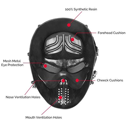 MEIYIN Máscara facial completa de paintball Skull Airsoft para Halloween Cosplay CS Wargame Militar