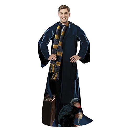 Warner Brothers Fantastic Beasts, Newt Adult Comfy Throw Blanket with Sleeves, 48 x 71 , Multi Color