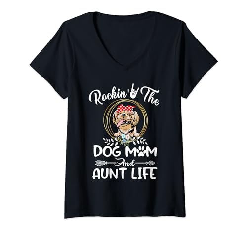 Mujer Shih Tzu Rocking The Dog Mom and Aunt Life Mothers Day Camiseta Cuello V