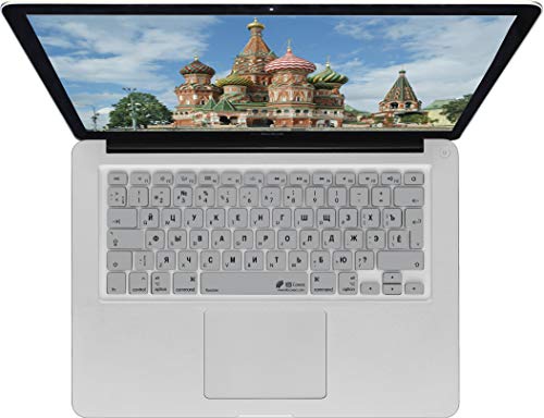 Russian Keyboard Cover - Funda para Teclado Ruso (Calidad y Velocidad ilimitadas, Suave y cómoda de teclear, se Ajusta Perfectamente) para MacBook Air 13 y Pro 2008+, Color Plateado