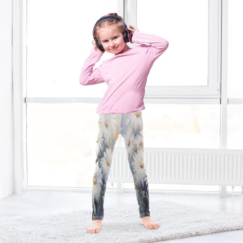 Bolaz Toddler Girls Leggings Printed Yoga Pants Leggings White Painting Dasiy for Kids4