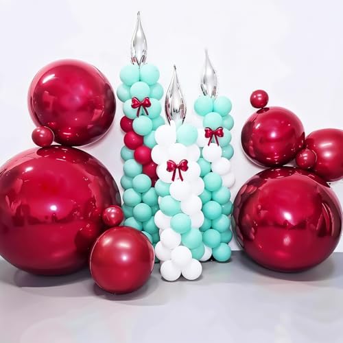 Image of 50 Inch Burgundy Red Round Foil Balloons 3pcs Large Mylar Balloons