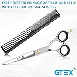 Friseurschere Scharfe Haarschere GTEX 6,5 Zoll Professionelle Haarschneideschere Prämie Schere Haare Schneiden mit Kamm und Etui, Hair Scissors