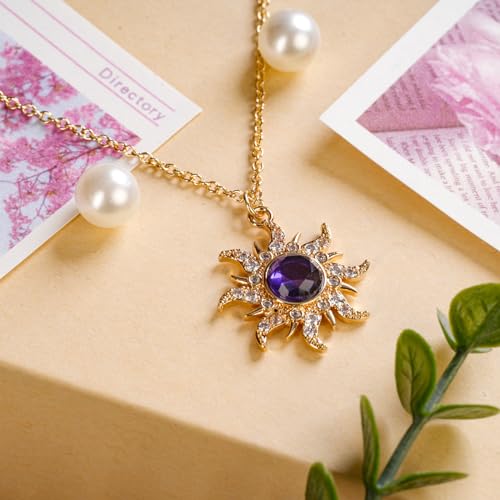 Rapunzel Inspired Princess Necklace Tangled Princess Jewelry Halloween Christmas Purple Necklace Gift RASUNNKVT3