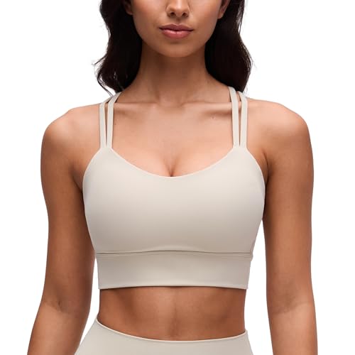 Image of CRZ YOGA Softness Mold Butterluxe Sports Bras | Molded Cup, Light Support, Yoga, Extremely Soft, Longline, Strappy Back, Scoop Neck, for Women