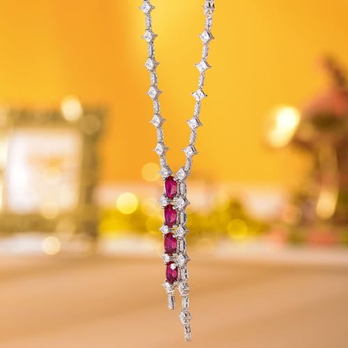 Pendentif en pierre précieuse rubis créé et argent 925 anti-ternissement pour femme