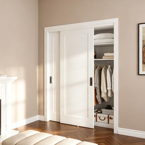 BARNSMITH 60x80 in 1-Panel Sliding Closet Door, White Primed Bypass
