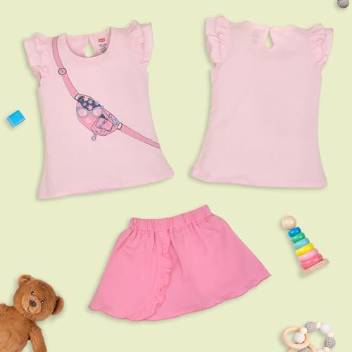 Image of LuvLap Baby Girls Regular Fit 100% Cotton Half Sleeves Girls Top CoSet Pack of 3