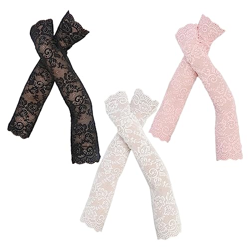 SUPVOX Manicotti Elastici Estivi in Pizzo Ice Silk Per Donna Protezione Solare Uv Raffreddamento Braccio e Stile Elegante Adatti Per Corsa Ciclismo e Outdoor