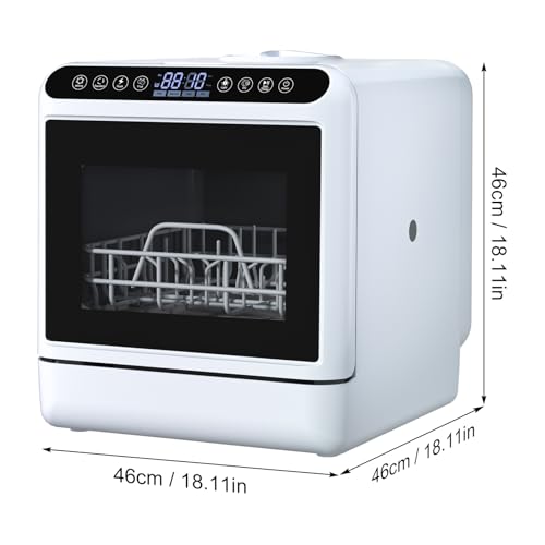 Tacarlha Compact Countertop Dishwasher with 6 Wash Functions, 2-Tier Rack, 3-Spray Arm, and LED Display - Portable, Energy-Efficient, and High-Temperature Cleaning for Small Kitchens UK - Image 5