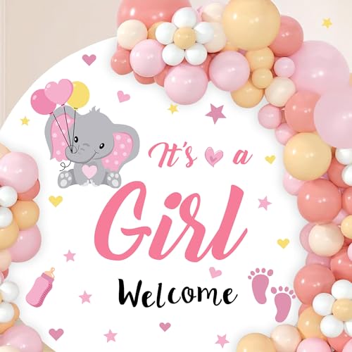 It's A Girl Sign Decls for Backdrop Baby Shower Decorations for Girl Welcome Home Baby Girl Decals Sign for Balloon Arch Baby Elephant Gender Reveal Party Signs