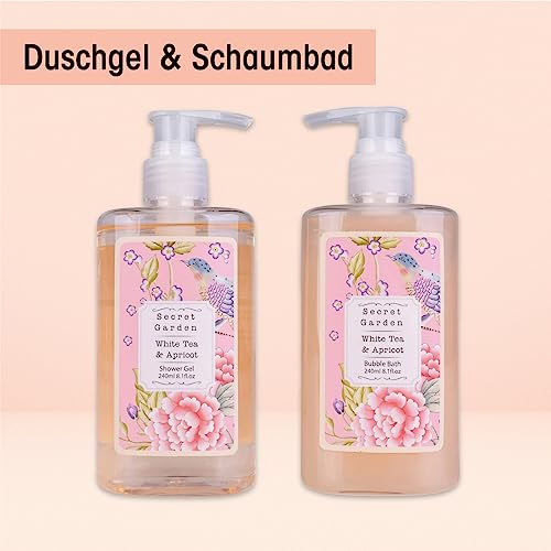 Accentra – Duschset Frauen Geschenkset im Holzkorb – 8-teiliges Pflegeset mit Duschgel, Bodylotion, Badezusätzen, Peeling & Handcreme – Wellness Geschenk Set zum Geburtstag, Valentinstag & Muttertag