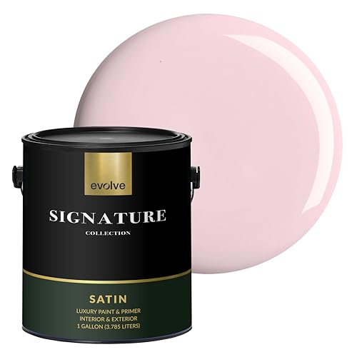 EVOLVE Signature Collection Luxury Interior Paint & Primer, Satin Sheen (Petal Pink), 1 Gallon – Premium One-Coat Coverage, Low VOC, Low Odor, Washable Finish for Walls, Ceilings & Trim